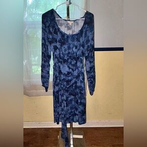 NWT Terra & Sky 0X Plus Blue Long Sleeve Belted Mini Dress
